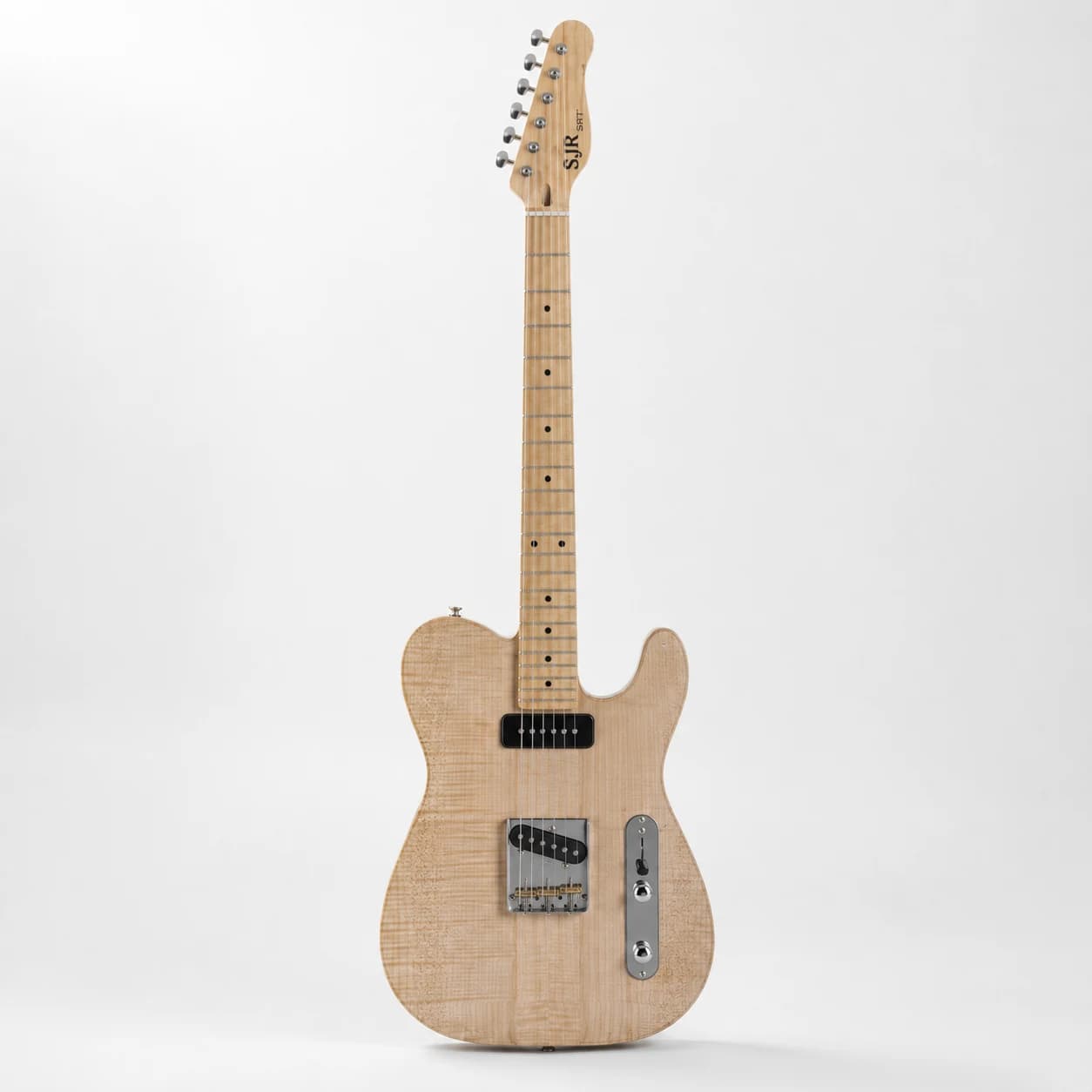 AI concept reference for the SJR-SRT model family, showing a natural figured single-cut guitar