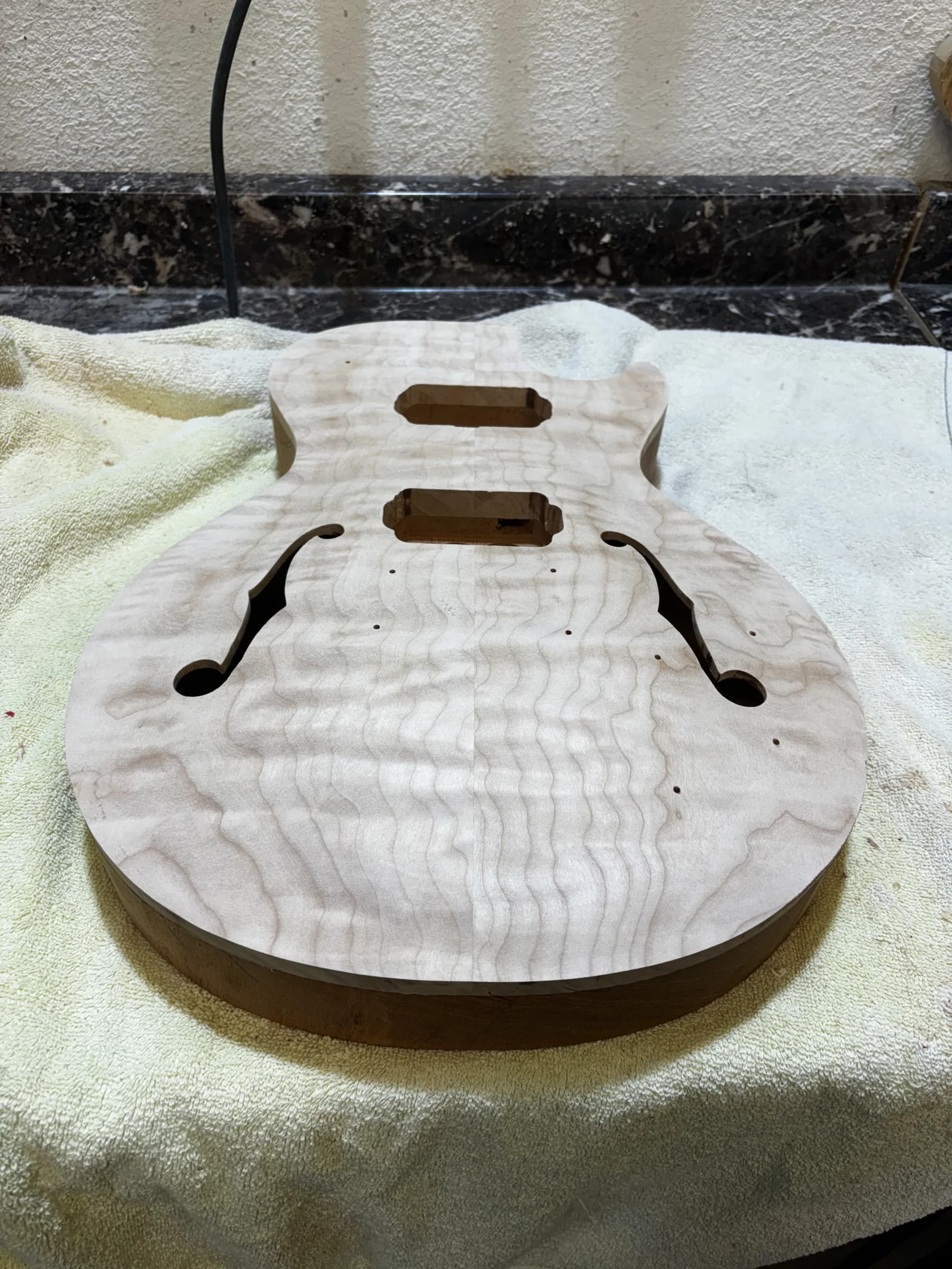 Unfinished semi-hollow SJR guitar body